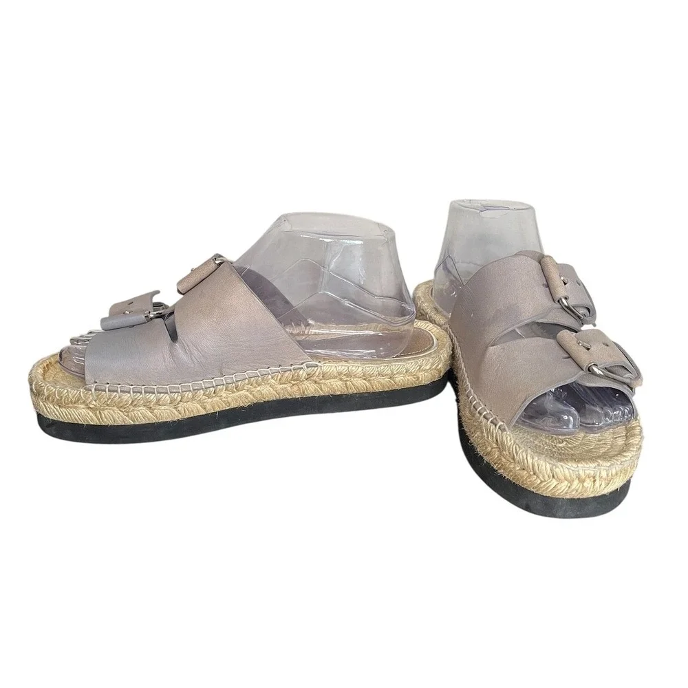 Palomitas Barcelo Espadrille Sandals Leather‎ Buckle Slides Made in Spain Sz 8.5
